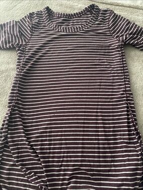 lululemon athletica Maroon and White Striped Short Sleeve Tee
